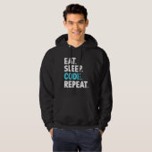 Eat Sleep Code Herhalingscodering Programmer Hoodie (Voorkant volledig)