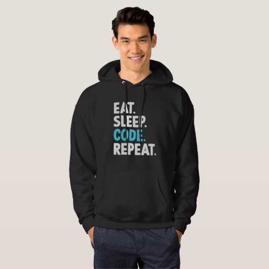 Eat Sleep Code Herhalingscodering Programmer Hoodie (Voorkant volledig)