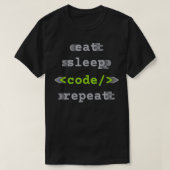 Eat Sleep Code Herhalingscoderingsprogrammeur T-shirt (Design voorkant)