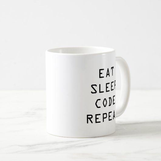 EAT SLEEP CODE-mok koffie voor programmeur of code Koffiemok (Voorkant rechts)