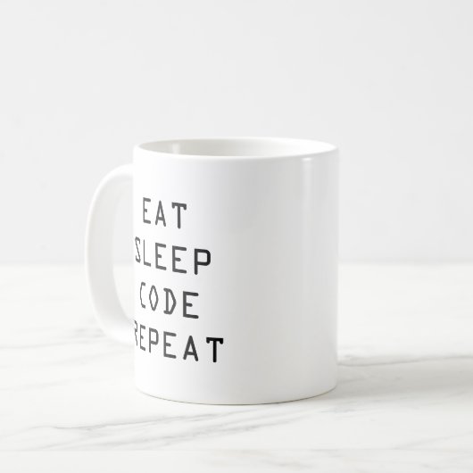 EAT SLEEP CODE-mok koffie voor programmeur of code Koffiemok (Voorkant links)
