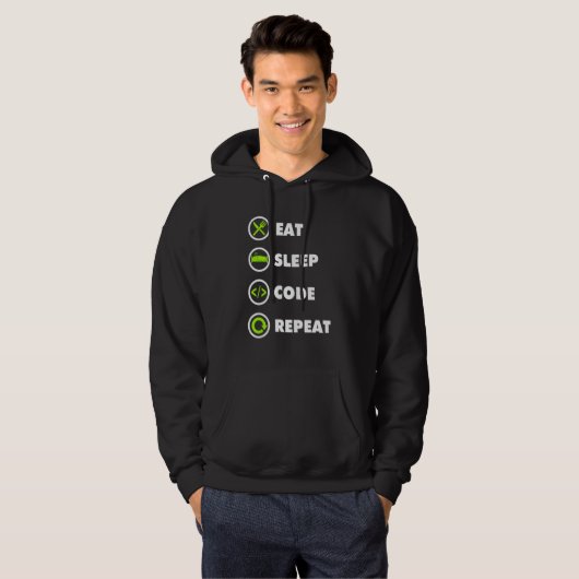 Eat Sleep Code Repeat Coding Coder Programmer Hoodie (Voorkant volledig)