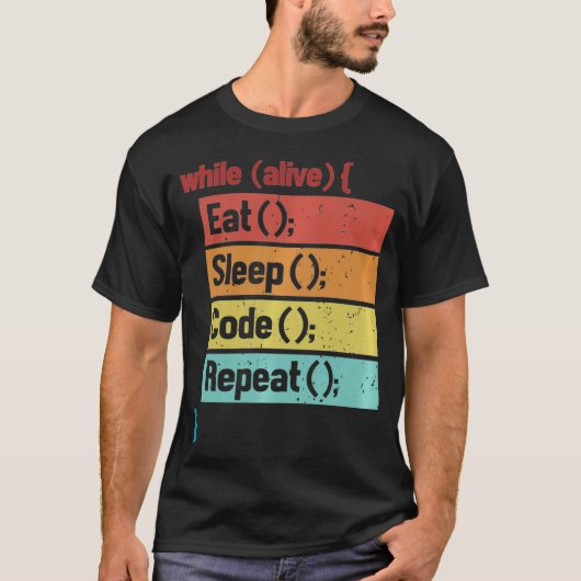 Eat Sleep Code Repeat Full Stack Coder Software De T-shirt (Voorkant)
