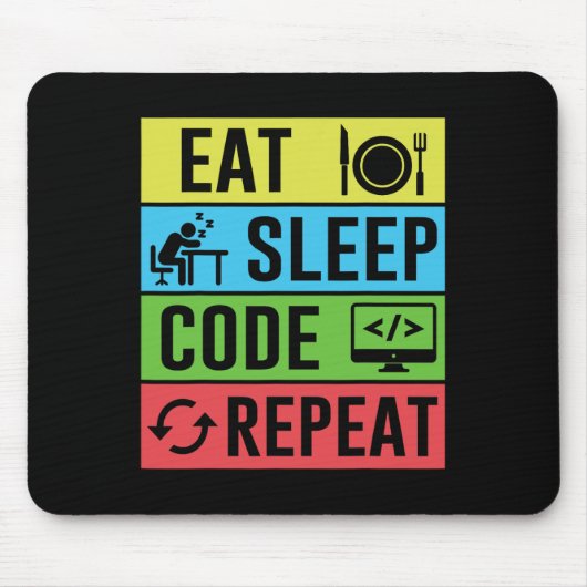 Eat Sleep Code Repeat Funny Programming Back To Sc Muismat (Voorkant)