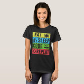 Eat Sleep Code Repeat Funny Programming Back To Sc T-shirt (Voorkant volledig)