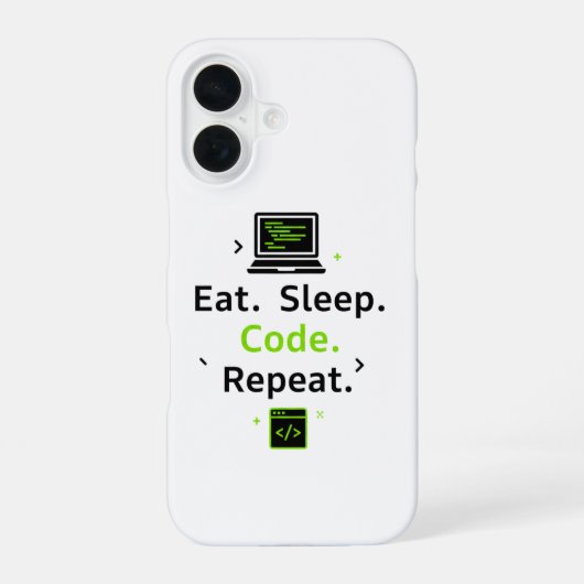 Eat Sleep Code Repeat iPhone Case iPhone 16 Hoesje (Achterkant)