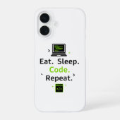 Eat Sleep Code Repeat iPhone Hoesje iPhone 16 Hoesje (Achterkant)