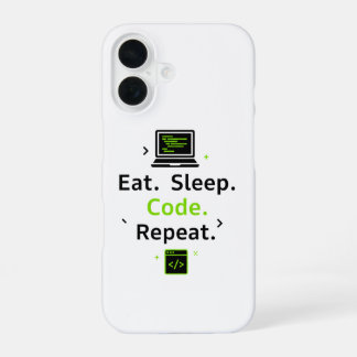 Eat Sleep Code Repeat iPhone Hoesje iPhone 16 Hoesje