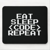 EAT SLEEP CODE REPEAT mousepad gift voor programme Muismat (Voorkant)