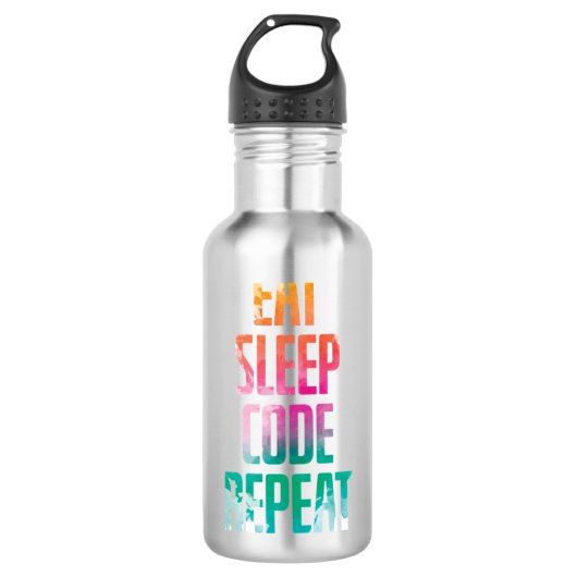 Eat Sleep Code Repeat Waterfles (Voorkant)