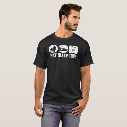 Eat Sleep Code Software Codering T-shirt (Voorkant volledig)