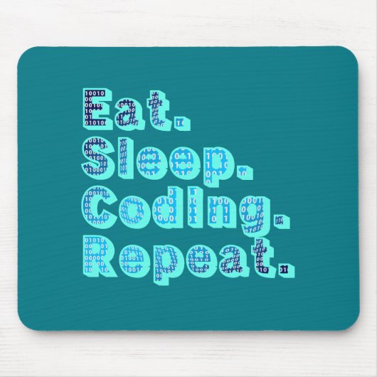 Eat Sleep Coding Herhalen - Funny Tech Humor Muismat (Voorkant)