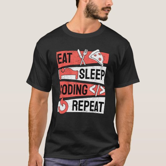Eat Sleep Coding Herhalen Programmer Programmer T-shirt (Voorkant)