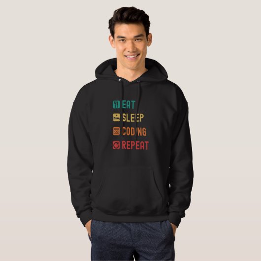 Eat sleep coding repeat with tick check boxes hoodie (Voorkant volledig)