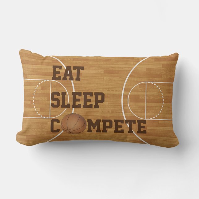 Eat Sleep Compete Basketball Court Pillow Kussen (Voorkant)