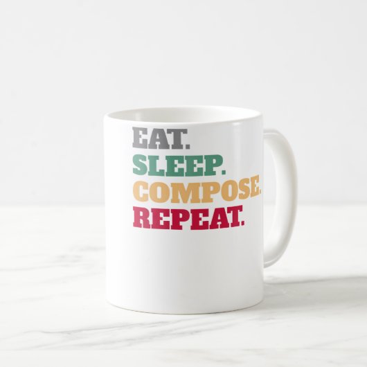 Eat Sleep Compose Repeat Gift Idea Composer Koffiemok (Voorkant rechts)