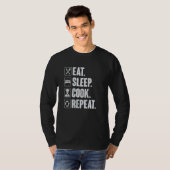 Eat Sleep Cook Repeat   Retro Cook Cooking Chef T-shirt (Voorkant volledig)