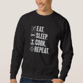 Eat Sleep Cook Repeat  Retro Cook Cooking Chef Trui (Voorkant)