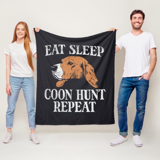 Eat Sleep Coon Hunt Reputeren Fleece Deken (In situ)