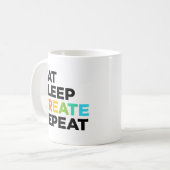 Eat Sleep Creëer Herhalen Koffiemok (Voorkant links)