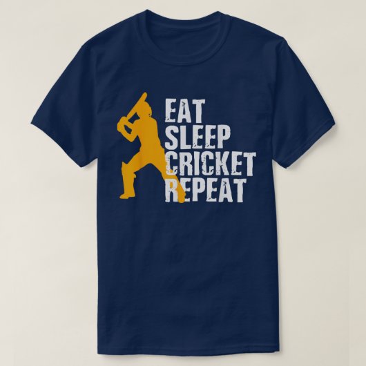 Eat Sleep Cricket Classic herhalen T-shirt (Design voorkant)
