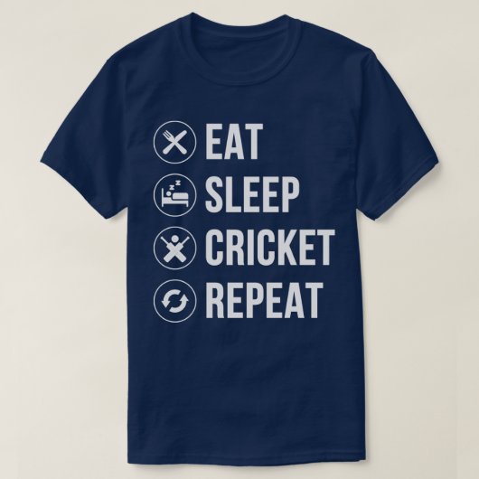 Eat Sleep Cricket Herhaal Funny Cricket Lover Cryf T-shirt (Design voorkant)
