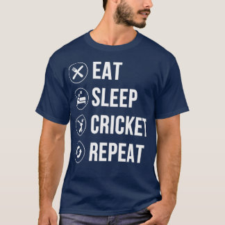 Eat Sleep Cricket Herhaal Funny Cricket Lover Cryf T-shirt