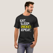Eat Sleep Cricket Herhaal Funny Gift T-shirt (Voorkant volledig)