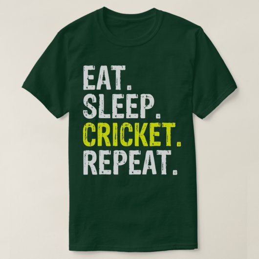 Eat Sleep Cricket Herhalen Gift Sports T-shirt (Design voorkant)