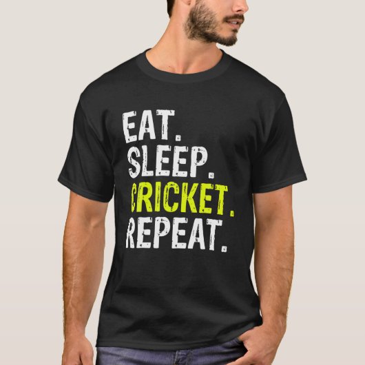 Eat Sleep Cricket Herhalen Gift Sports T-shirt (Voorkant)