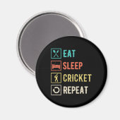Eat Sleep Cricket Herhalen Magneet (Voorkant / Achterkant)
