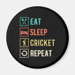 Eat Sleep Cricket Herhalen Magneet