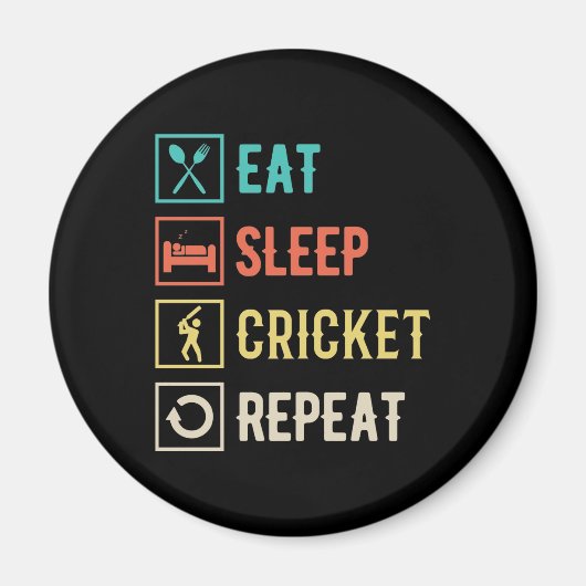 Eat Sleep Cricket Herhalen Magneet (Voorkant)
