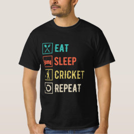 Eat Sleep Cricket Herhalen T-shirt