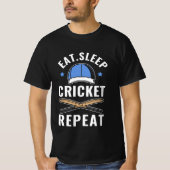 Eat Sleep Cricket Herhalen T-shirt (Voorkant)