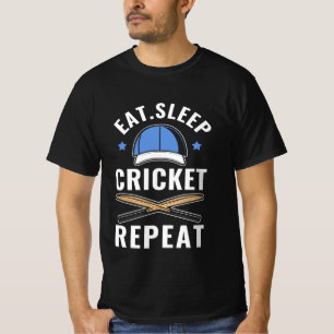 Eat Sleep Cricket Herhalen T-shirt