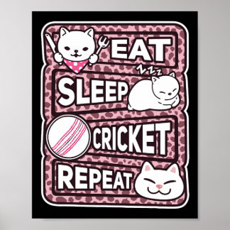 Eat Sleep Cricket Repeat Boys Girl Kids Cricket Lo Poster