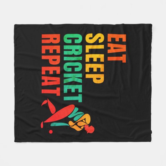EAT SLEEP CRICKET REPEAT - CRICKET LOVER FLEECE DEKEN (Voorkant (Horizontaal))