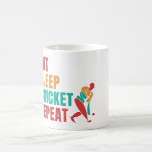 EAT SLEEP CRICKET REPEAT - CRICKET LOVER KOFFIEMOK