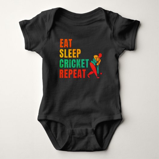 EAT SLEEP CRICKET REPEAT - CRICKET LOVER ROMPER (Voorkant)