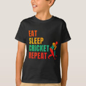 EAT SLEEP CRICKET REPEAT - CRICKET LOVER T-SHIRT (Voorkant)