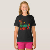EAT SLEEP CRICKET REPEAT - CRICKET LOVER T-SHIRT (Voorkant volledig)