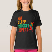 EAT SLEEP CRICKET REPEAT - CRICKET LOVER T-SHIRT (Voorkant)