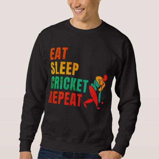 EAT SLEEP CRICKET REPEAT - CRICKET LOVER TRUI (Voorkant)