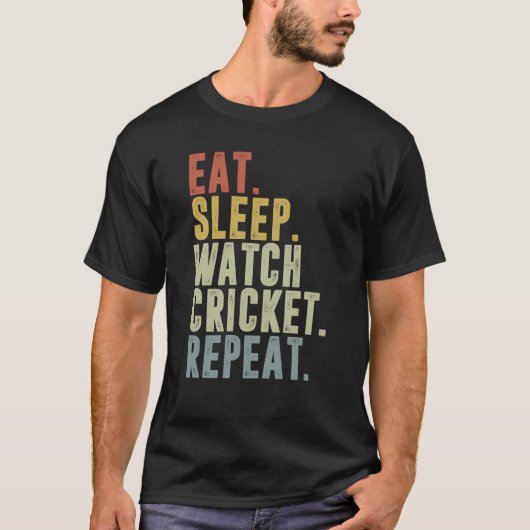 Eat Sleep Cricket Repeat Cricketer T-shirt (Voorkant)