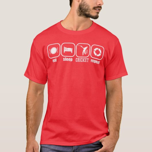 Eat Sleep Cricket Repeat Funny Cricket Player Batt T-shirt (Voorkant)