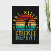 Eat Sleep Cricket Repeat Funny Retro  Kaart (Voorkant)