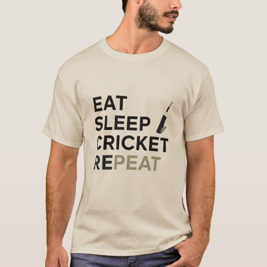 Eat Sleep Cricket Repeat T20 Shirt (Voorkant)