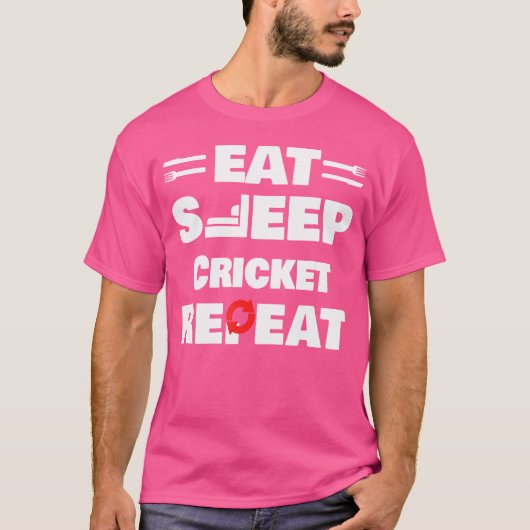 Eat Sleep Cricket Repo Cricket Player T-shirt (Voorkant)