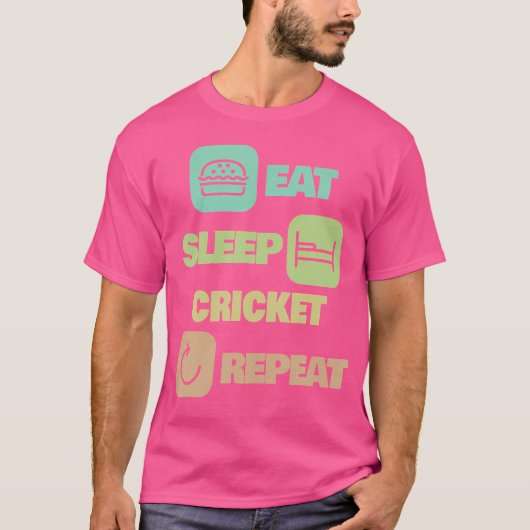 Eat Sleep Cricket Repo Cricket Player T-shirt (Voorkant)